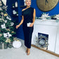 Daniella Velvet Pattern Off The Shoulder Midi Dress Black
