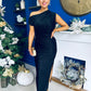 Daniella Velvet Pattern Off The Shoulder Midi Dress Black