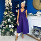 Bethany V Neck Skater Midi Dress Purple