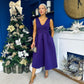 Bethany V Neck Skater Midi Dress Purple