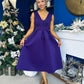 Bethany V Neck Skater Midi Dress Purple