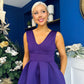Bethany V Neck Skater Midi Dress Purple