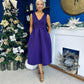 Bethany V Neck Skater Midi Dress Purple