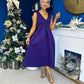 Bethany V Neck Skater Midi Dress Purple