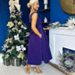 Bethany V Neck Skater Midi Dress Purple
