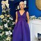 Bethany V Neck Skater Midi Dress Purple