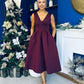 Bethany V Neck Skater Midi Dress Burgundy