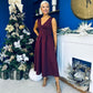 Bethany V Neck Skater Midi Dress Burgundy
