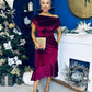 Felicity Asymmetric Frill Midi Dress Wine