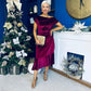 Felicity Asymmetric Frill Midi Dress Wine