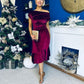 Felicity Asymmetric Frill Midi Dress Wine