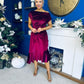 Felicity Asymmetric Frill Midi Dress Wine