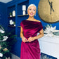 Felicity Asymmetric Frill Midi Dress Wine