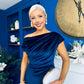 Felicity Asymmetric Frill Midi Dress Navy