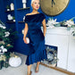 Felicity Asymmetric Frill Midi Dress Navy