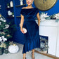 Felicity Asymmetric Frill Midi Dress Navy