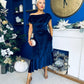Felicity Asymmetric Frill Midi Dress Navy