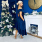Felicity Asymmetric Frill Midi Dress Navy