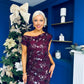 Elsie Off Shoulder Sequin Midi Dress Wine