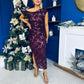 Elsie Off Shoulder Sequin Midi Dress Wine