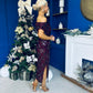 Elsie Off Shoulder Sequin Midi Dress Wine