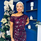 Elsie Off Shoulder Sequin Midi Dress Wine