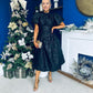 Sadhbh Puff Sleeve Jacquard Occasion Dress Black