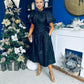 Sadhbh Puff Sleeve Jacquard Occasion Dress Black
