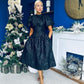 Sadhbh Puff Sleeve Jacquard Occasion Dress Black