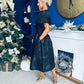 Sadhbh Puff Sleeve Jacquard Occasion Dress Black