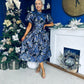 Sadhbh Puff Sleeve Jacquard Occasion Dress Cobalt