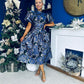 Sadhbh Puff Sleeve Jacquard Occasion Dress Cobalt