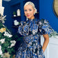 Sadhbh Puff Sleeve Jacquard Occasion Dress Cobalt