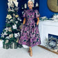 Sadhbh Puff Sleeve Jacquard Occasion Dress Violet