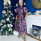 Sadhbh Puff Sleeve Jacquard Occasion Dress Violet