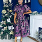 Sadhbh Puff Sleeve Jacquard Occasion Dress Violet