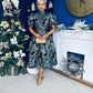 Sadhbh Puff Sleeve Jacquard Occasion Dress Green