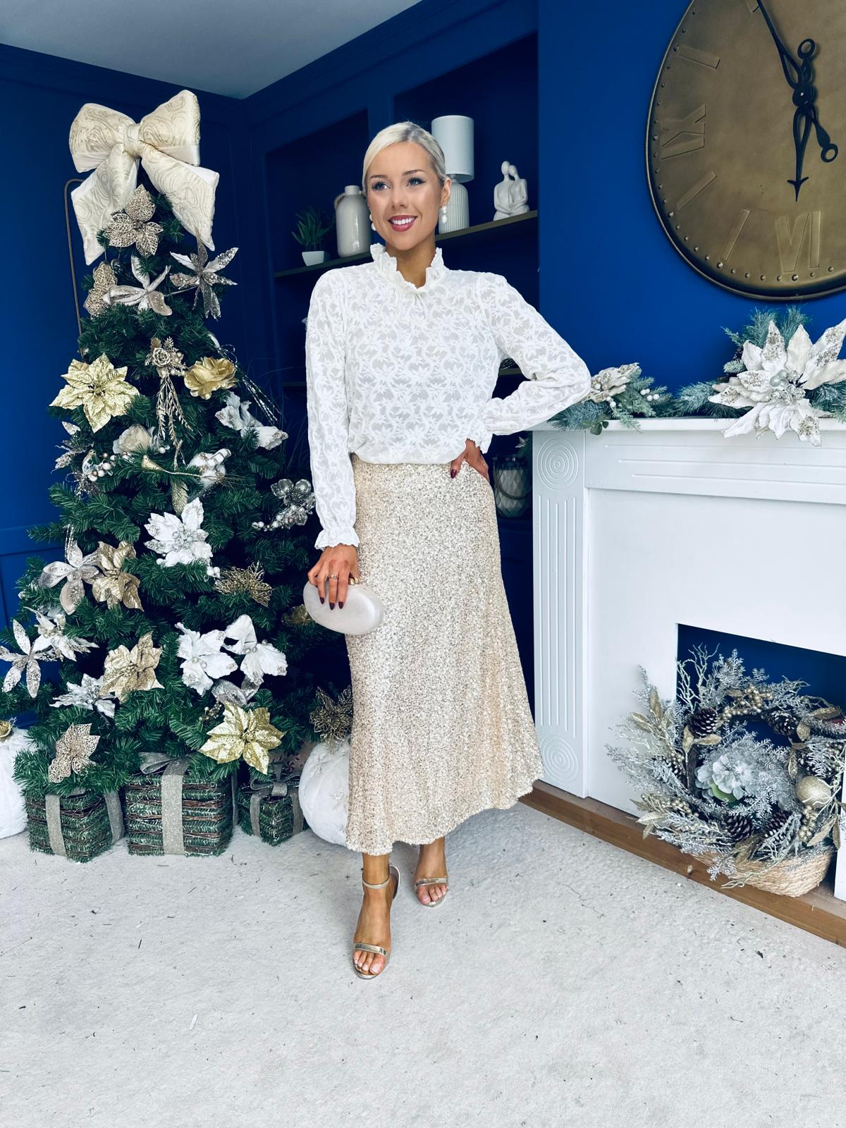 Karena Sequin Midi Skirt Gold