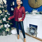 Beth Full Sequin Shirt Burgundy