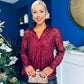 Beth Full Sequin Shirt Burgundy