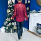 Beth Full Sequin Shirt Burgundy