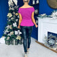 Monica Gold Clasp Detail Top Orchid