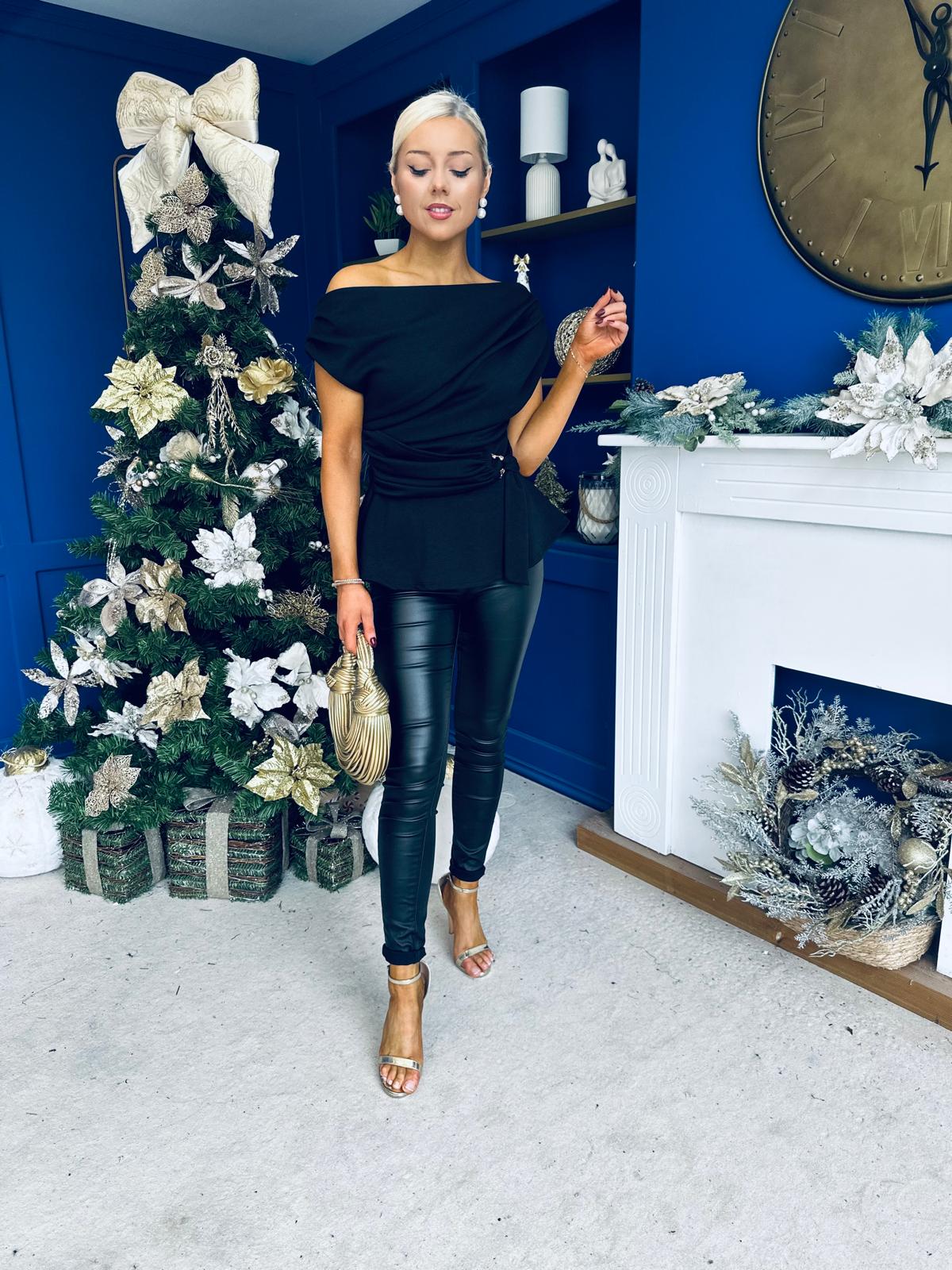 Monica Gold Clasp Detail Top Black
