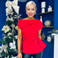 Monica Gold Clasp Detail Top Red