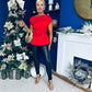 Monica Gold Clasp Detail Top Red