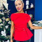 Monica Gold Clasp Detail Top Red
