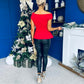 Monica Gold Clasp Detail Top Red