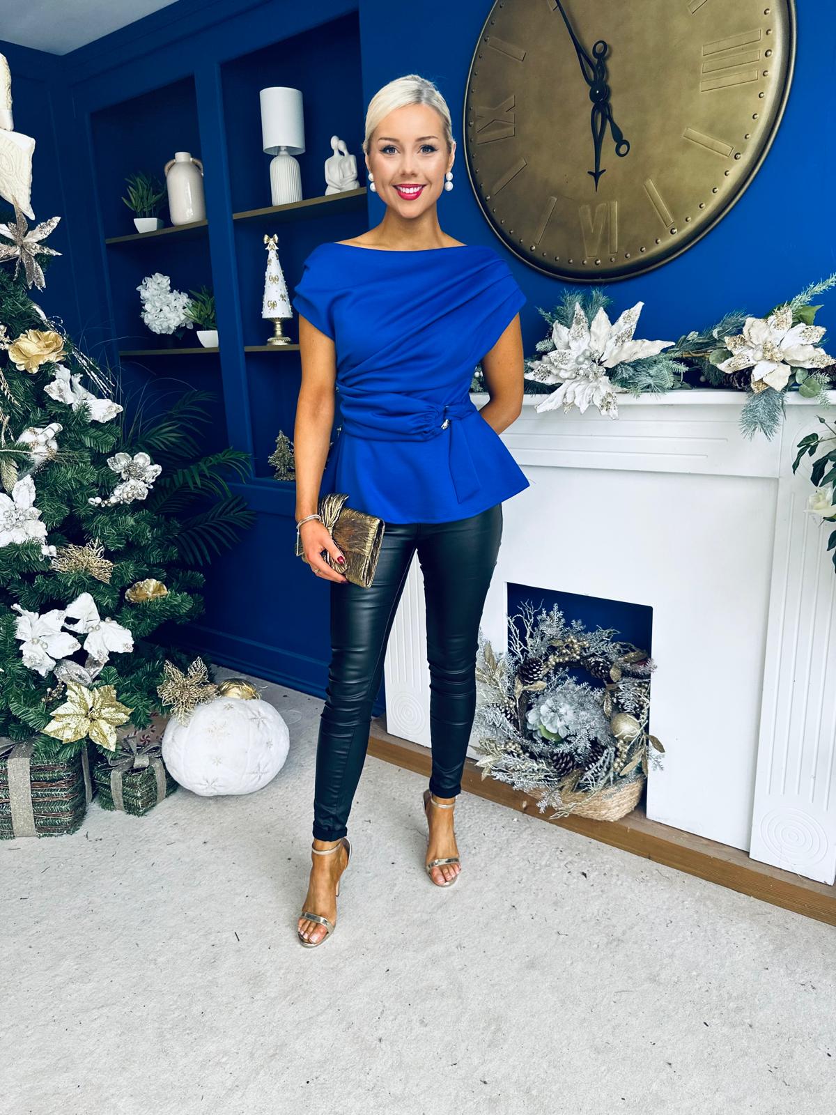 Monica Gold Clasp Detail Top Cobalt