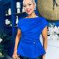 Monica Gold Clasp Detail Top Cobalt