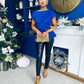Monica Gold Clasp Detail Top Cobalt